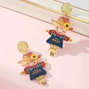 Cute Scarecrow Fall Sunflower Earrings Festival Jewelry